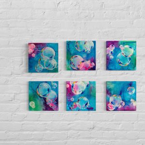 "Bubble Fun", 6 - Mixed Media Paintings