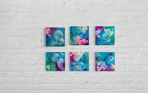 "Bubble Fun", 6 - Mixed Media Paintings